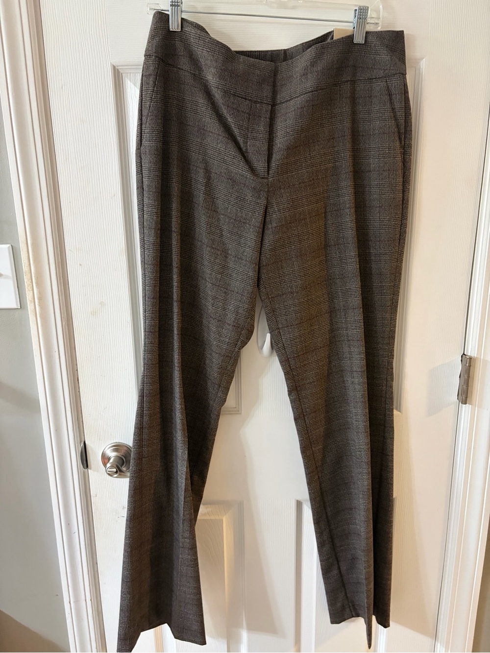 Tailored Plaid Women's Dress Pants - Gray Trousers, NWT
